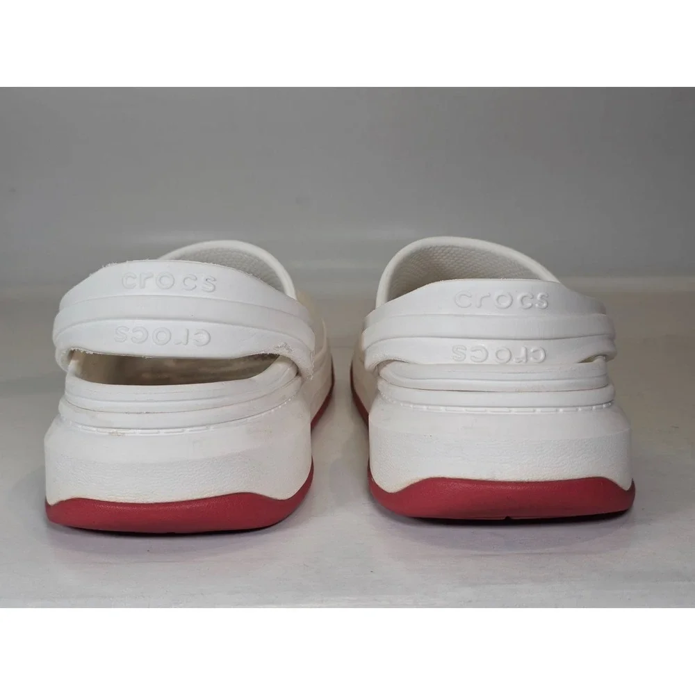 Crocs Crocband Men's Shoes Size 7 Women's 9 White‎ Red Slip On Clog 206122